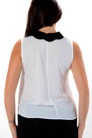 Black Collared Sleeveless Blouse - Image 3